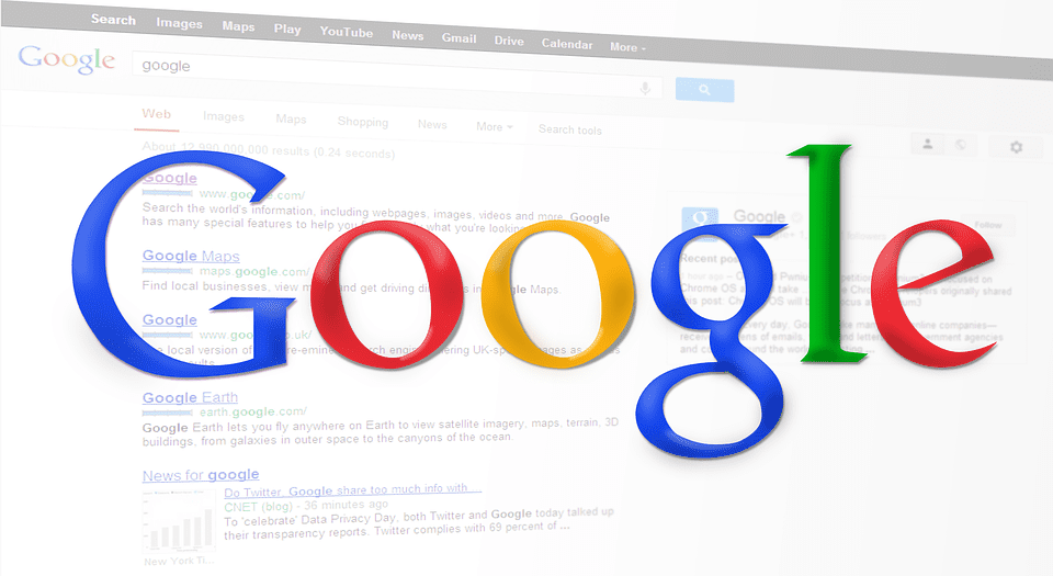 Google logo shown over search results