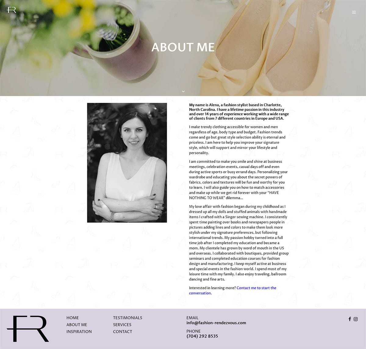 fashion rendezvous website screenshot about page