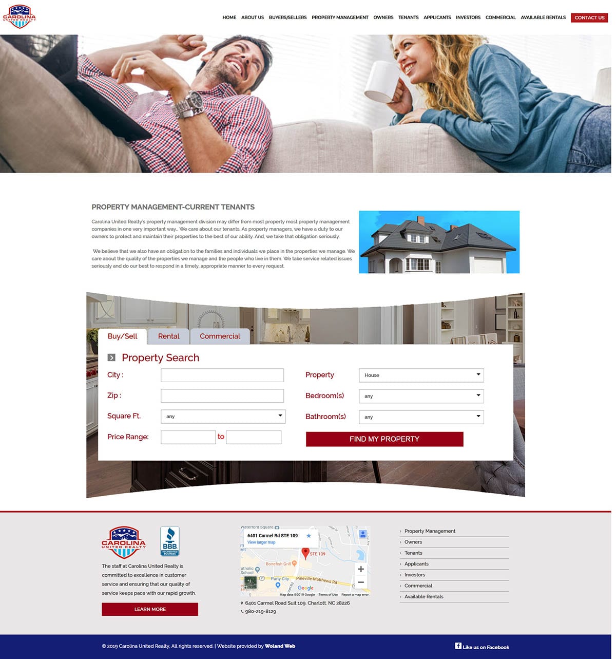 Carolina United Realty website tenantpage screenshot
