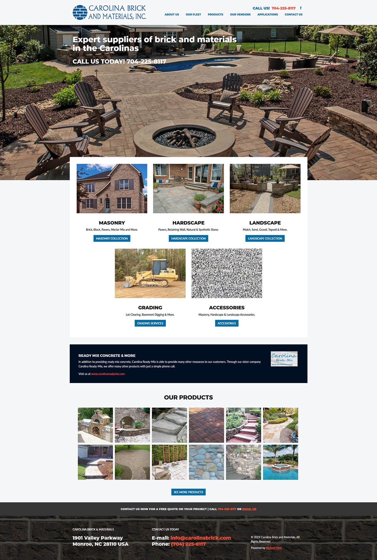 Carolina Brick and materials website screenshot