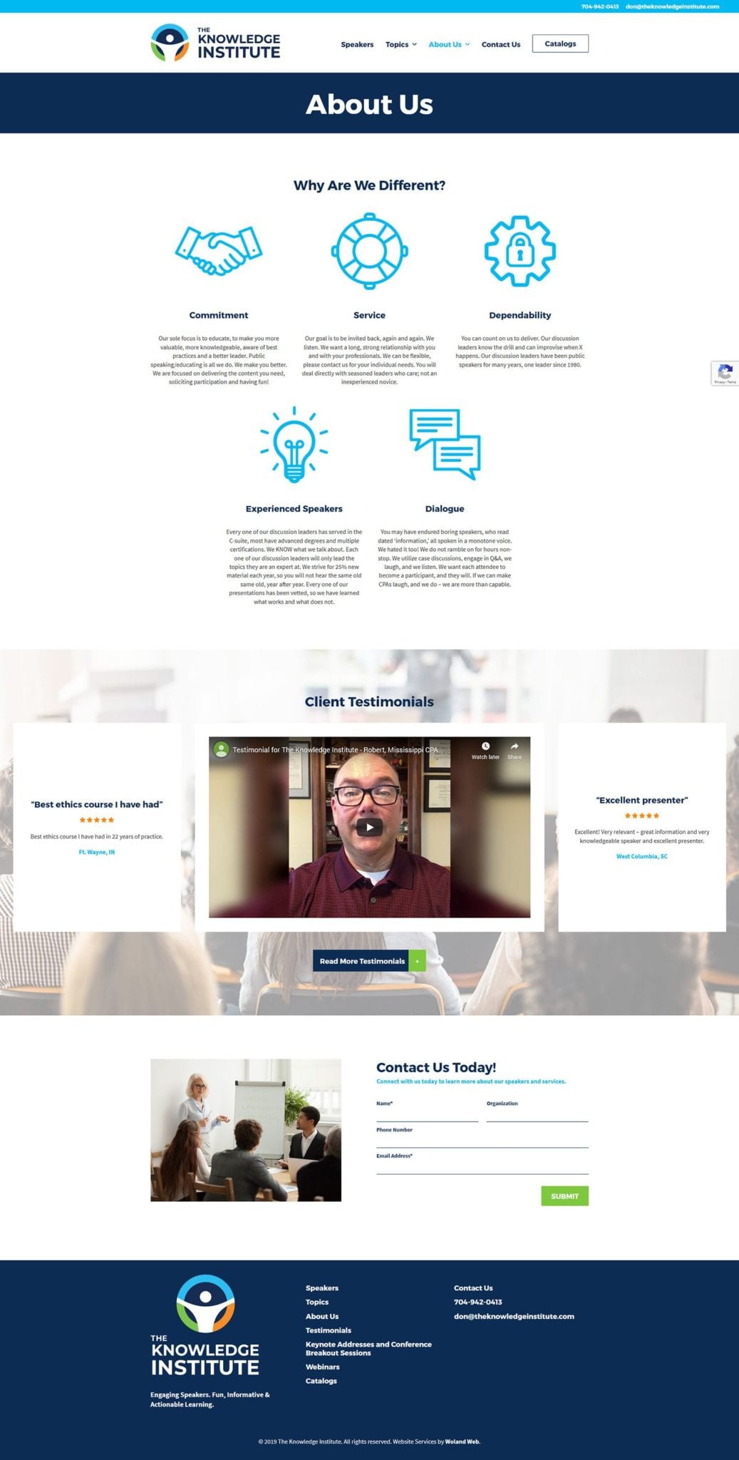 The Knowledge Institute website about page screenshot