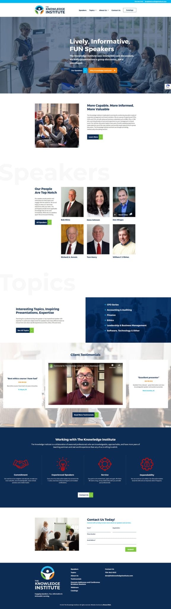 The Knowledge Institute website home page screenshot