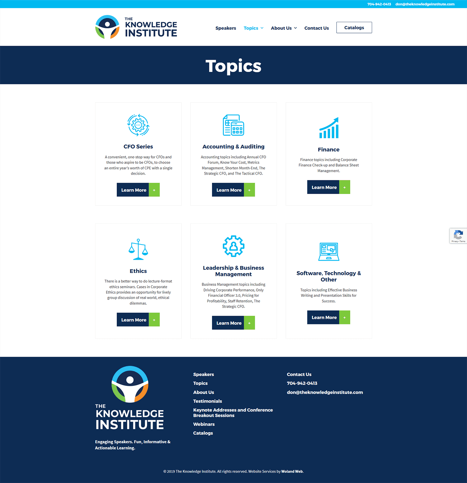 The Knowledge Institute website topics page screenshot