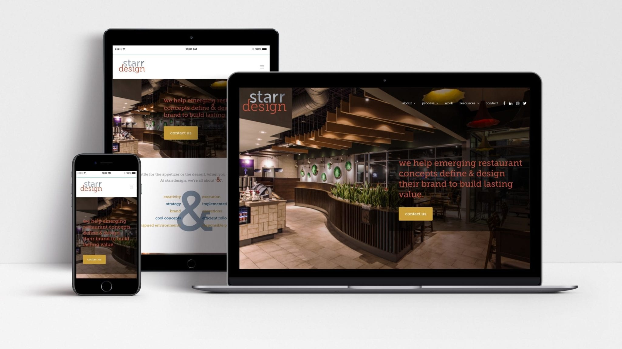 Starr Design website shown on laptop, tablet and mobile phone