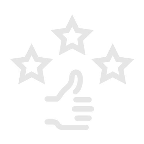 Thumbs up graphic with three stars above