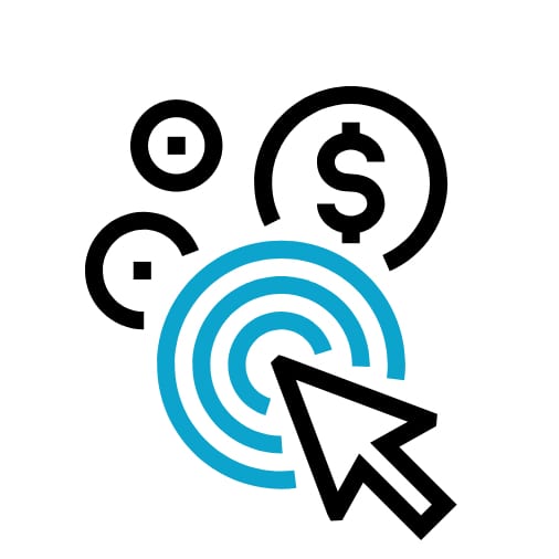 icon showing mouse click and dollar sign
