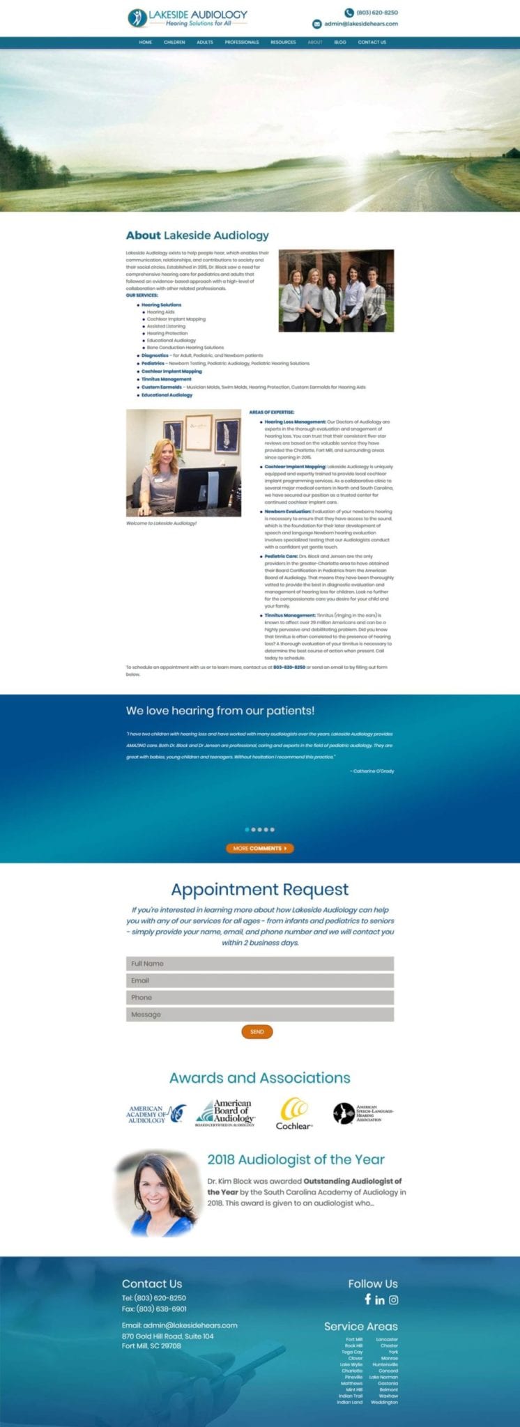 Lakeside Audiology website about page screenshot