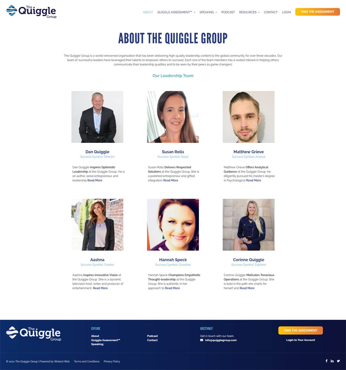 The Quiggle Group website team page screenshot