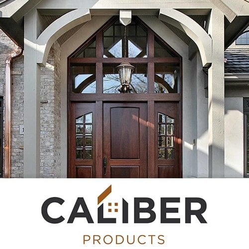 Caliber Products logo with home and door behind it
