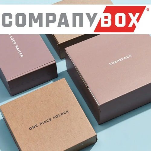 company box logo with boxes displayed behind it
