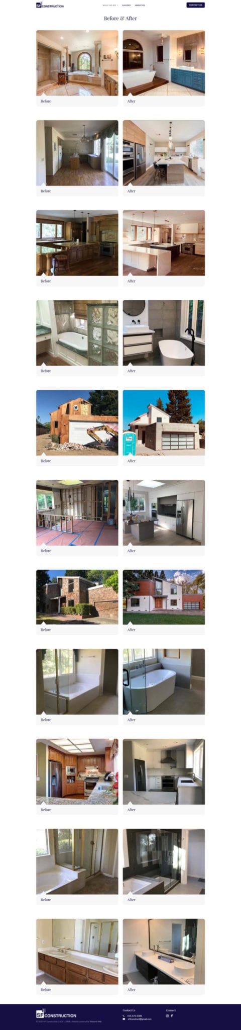 SF² Construction website gallery page screenshot