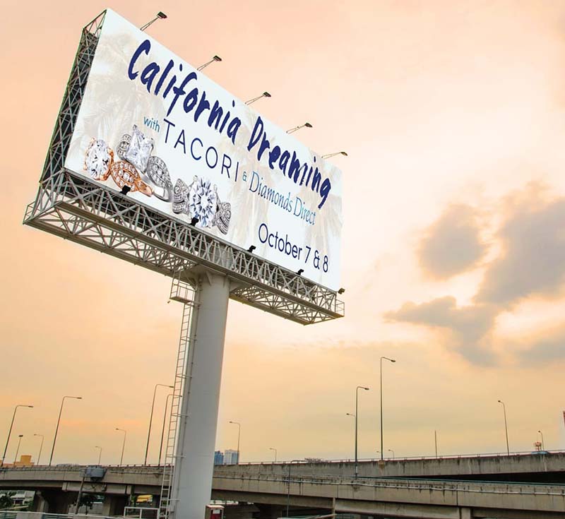 Billboard showing jewelry ad over highway