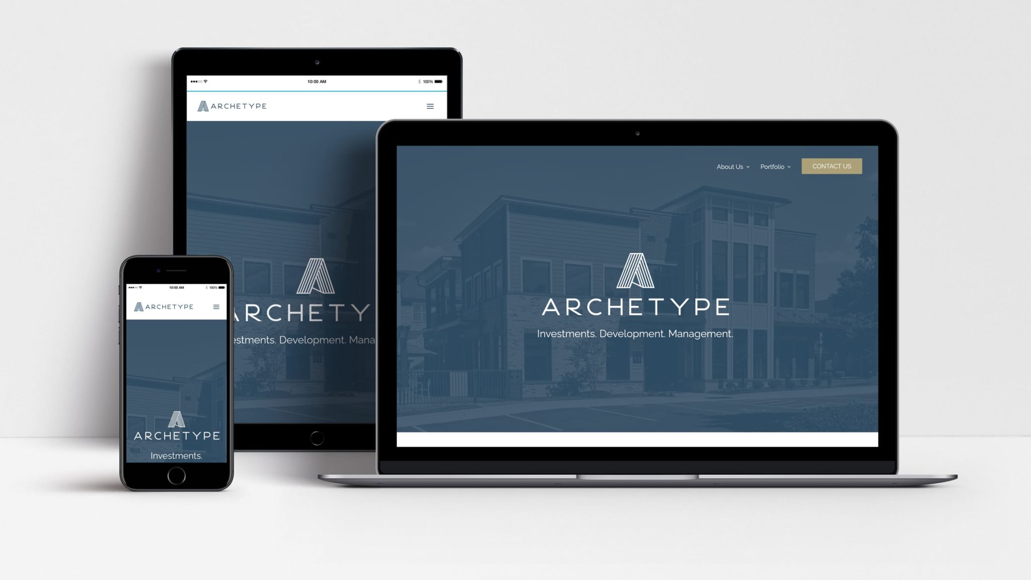 Archetype website shown on laptop, tablet and mobile phone