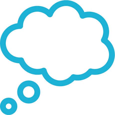 blue icon of cloud with bubbles under it