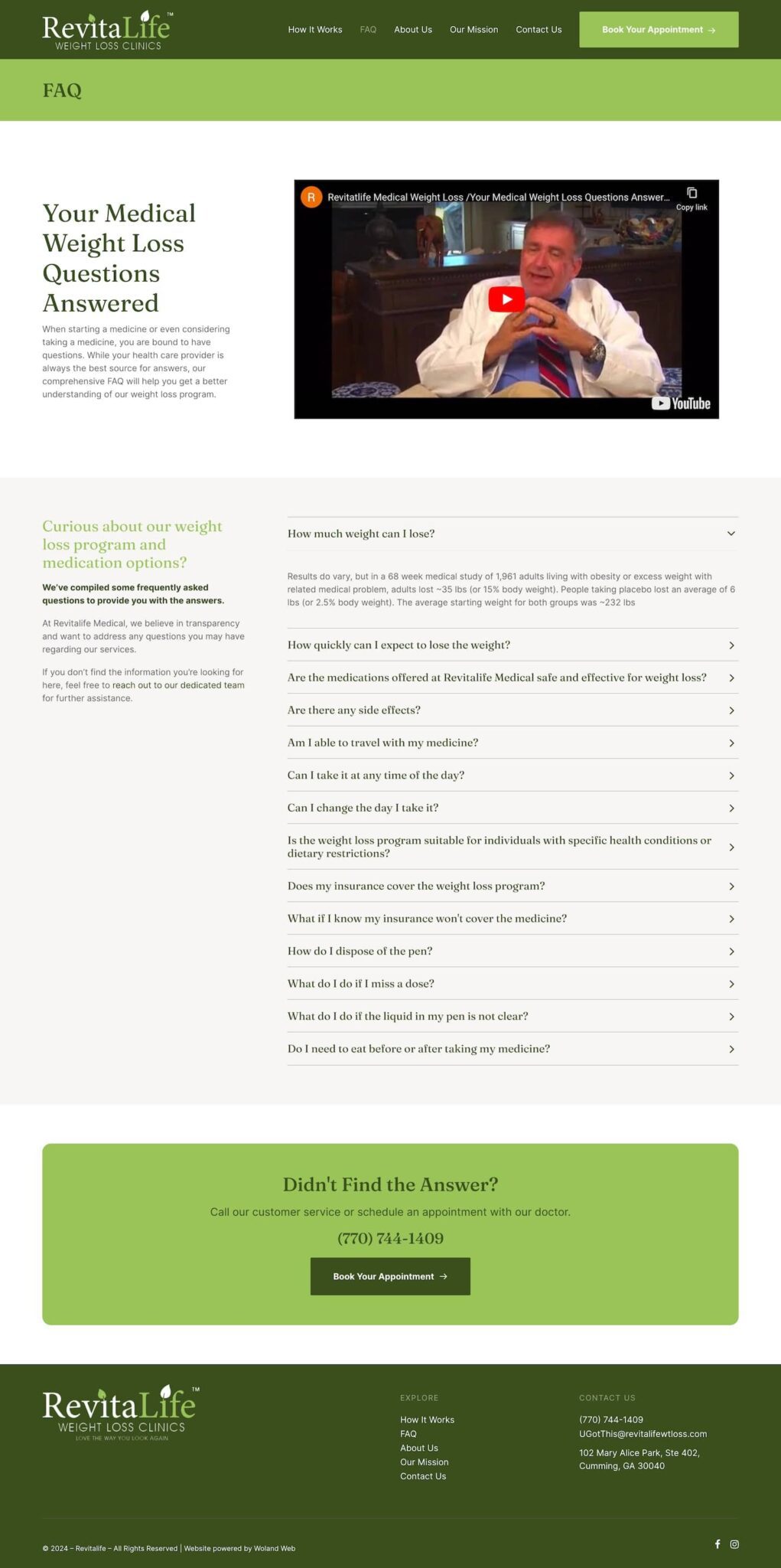 Revitalife website-screenshot of FAQ page