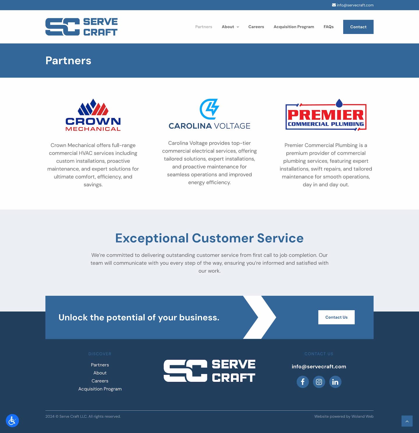 ServeCraft website partners page