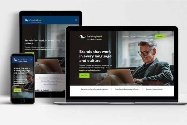Traveling Brand website shown on mobile, tablet and laptop