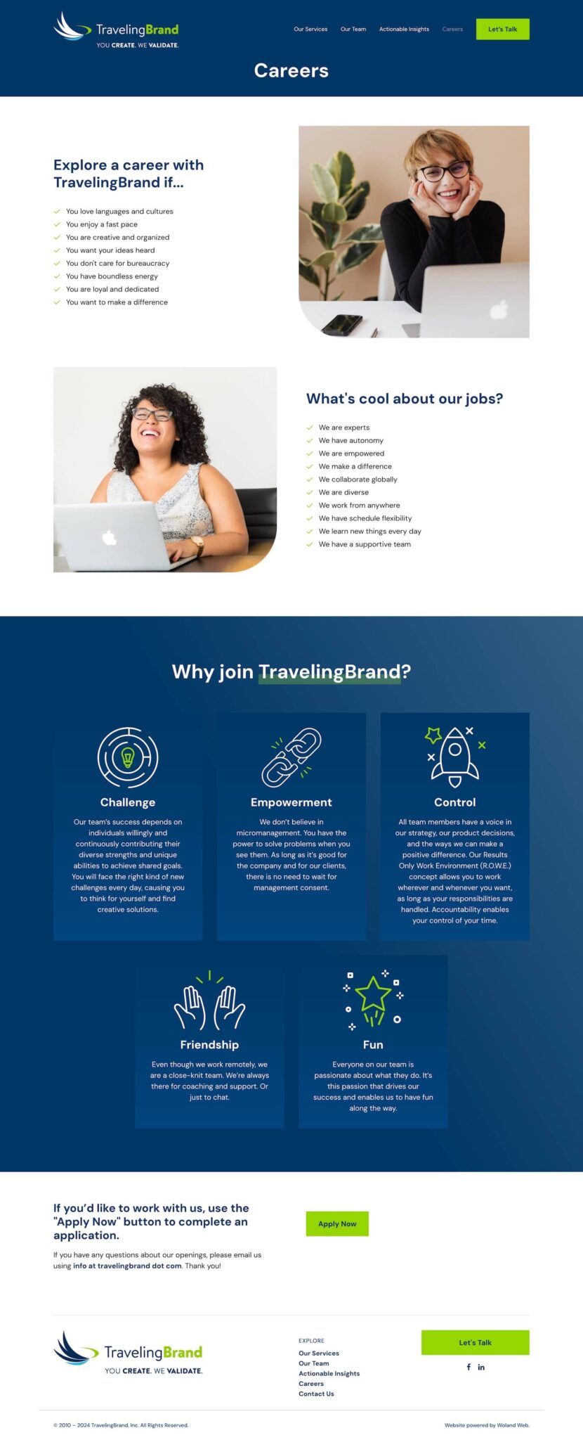 Traveling Brand website careers page