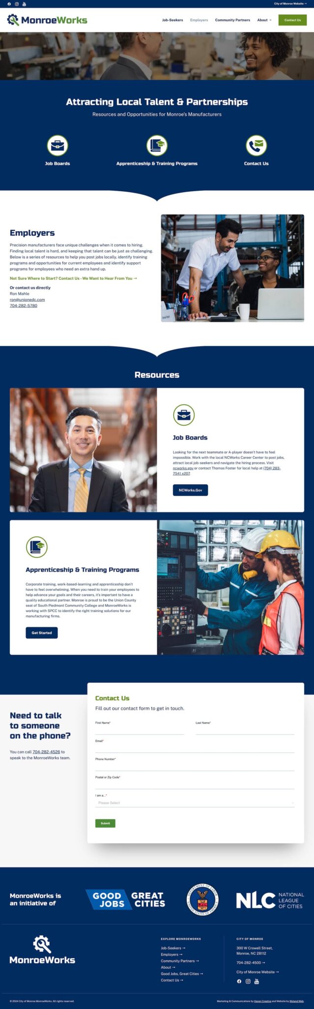 MonroeWorks website employers page
