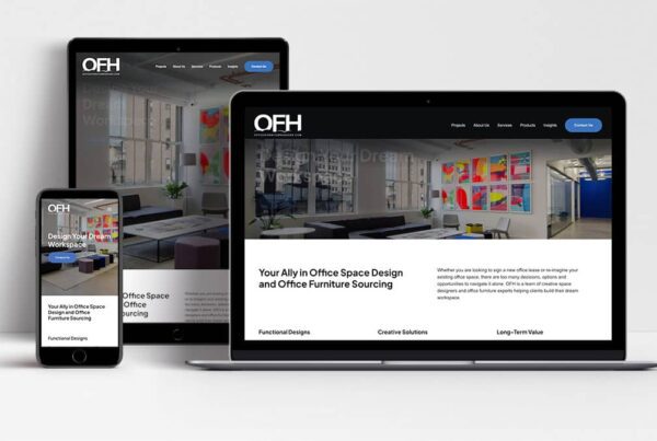 Office Furniture Heaven website displayed on laptop, tablet and mobile phone